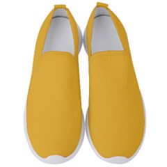 True Mustard Yellow Color Men s Slip On Sneakers by SpinnyChairDesigns