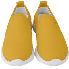 True Mustard Yellow Color Kids  Slip On Sneakers by SpinnyChairDesigns