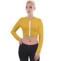 True Mustard Yellow Color Long Sleeve Cropped Velvet Jacket View1