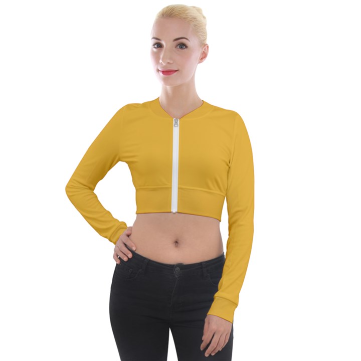 True Mustard Yellow Color Long Sleeve Cropped Velvet Jacket