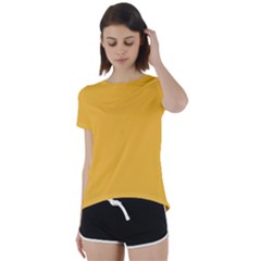 True Mustard Yellow Color Short Sleeve Foldover Tee by SpinnyChairDesigns