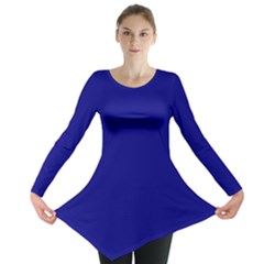 True Navy Blue Color Long Sleeve Tunic  by SpinnyChairDesigns