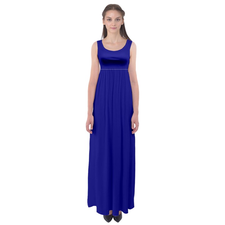 True Navy Blue Color Empire Waist Maxi Dress