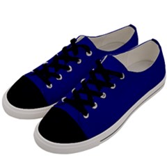 True Navy Blue Color Men s Low Top Canvas Sneakers by SpinnyChairDesigns