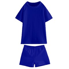 True Navy Blue Color Kids  Swim Tee And Shorts Set by SpinnyChairDesigns