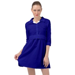 True Navy Blue Color Mini Skater Shirt Dress by SpinnyChairDesigns