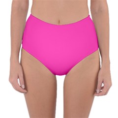 Neon Pink Color Reversible High-waist Bikini Bottoms by SpinnyChairDesigns