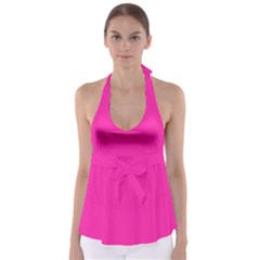 Neon Pink Color Babydoll Tankini Top by SpinnyChairDesigns