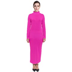 Neon Pink Color Turtleneck Maxi Dress by SpinnyChairDesigns