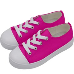 Neon Pink Color Kids  Low Top Canvas Sneakers by SpinnyChairDesigns