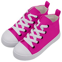 Neon Pink Color Kids  Mid-top Canvas Sneakers by SpinnyChairDesigns