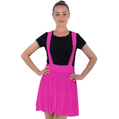 Neon Pink Color Velvet Suspender Skater Skirt by SpinnyChairDesigns