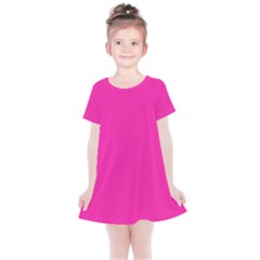 Neon Pink Color Kids  Simple Cotton Dress by SpinnyChairDesigns