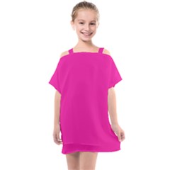 Neon Pink Color Kids  One Piece Chiffon Dress by SpinnyChairDesigns