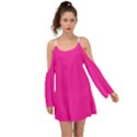 Neon Pink Color Kimono Sleeves Boho Dress View1