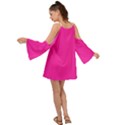 Neon Pink Color Kimono Sleeves Boho Dress View2