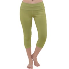 Olive Green Color Capri Yoga Leggings by SpinnyChairDesigns