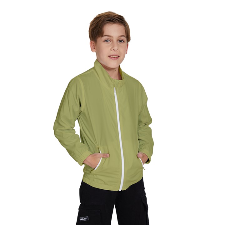 Olive Green Color Kids  Windbreaker