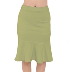 Olive Green Color Short Mermaid Skirt by SpinnyChairDesigns