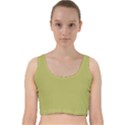 Olive Green Color Velvet Racer Back Crop Top View1