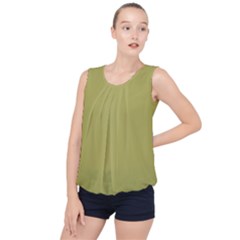 Olive Green Color Bubble Hem Chiffon Tank Top by SpinnyChairDesigns