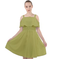 Olive Green Color Cut Out Shoulders Chiffon Dress by SpinnyChairDesigns