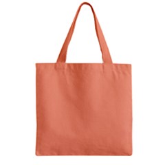 True Peach Color Zipper Grocery Tote Bag by SpinnyChairDesigns