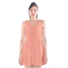 True Peach Color Scoop Neck Skater Dress by SpinnyChairDesigns