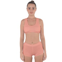 True Peach Color Racerback Boyleg Bikini Set by SpinnyChairDesigns