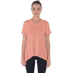 True Peach Color Cut Out Side Drop Tee by SpinnyChairDesigns