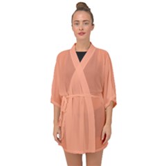 True Peach Color Half Sleeve Chiffon Kimono by SpinnyChairDesigns