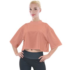 True Peach Color Mock Neck Tee by SpinnyChairDesigns