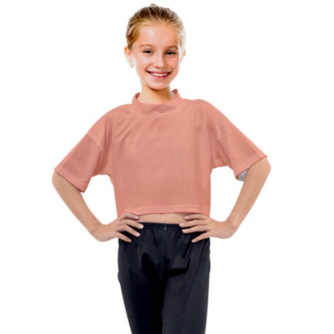 True Peach Color Kids Mock Neck Tee by SpinnyChairDesigns