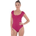 Rose Red Color Short Sleeve Leotard  View1