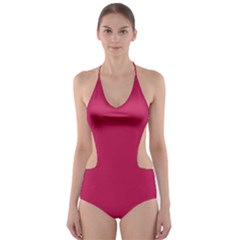 Rose Red Color Cut-out One Piece Swimsuit by SpinnyChairDesigns