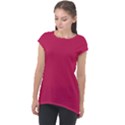 Rose Red Color Cap Sleeve High Low Top View1