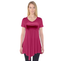 Rose Red Color Short Sleeve Tunic  by SpinnyChairDesigns