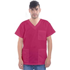 Rose Red Color Men s V-neck Scrub Top