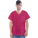 Rose Red Color Men s V-Neck Scrub Top View1