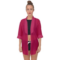 Rose Red Color Open Front Chiffon Kimono by SpinnyChairDesigns