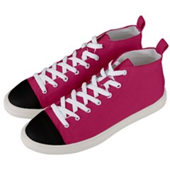 Rose Red Color Men s Mid-top Canvas Sneakers by SpinnyChairDesigns