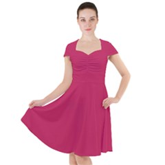 Rose Red Color Cap Sleeve Midi Dress by SpinnyChairDesigns