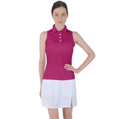 Rose Red Color Women s Sleeveless Polo Tee by SpinnyChairDesigns