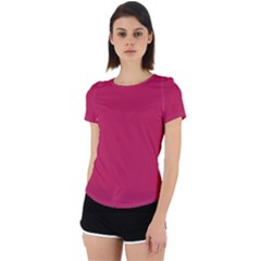 Rose Red Color Back Cut Out Sport Tee by SpinnyChairDesigns