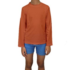 True Rust Color Kids  Long Sleeve Swimwear by SpinnyChairDesigns