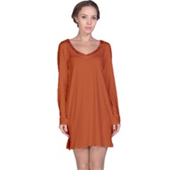 True Rust Color Long Sleeve Nightdress by SpinnyChairDesigns