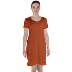 True Rust Color Short Sleeve Nightdress by SpinnyChairDesigns