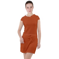 True Rust Color Drawstring Hooded Dress by SpinnyChairDesigns