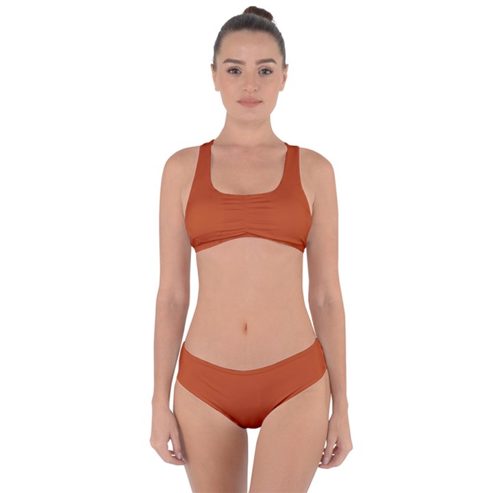 True Rust Color Criss Cross Bikini Set