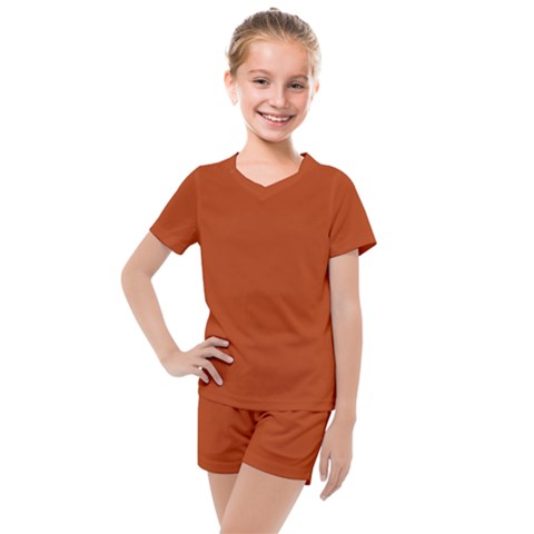 True Rust Color Kids  Mesh Tee And Shorts Set by SpinnyChairDesigns